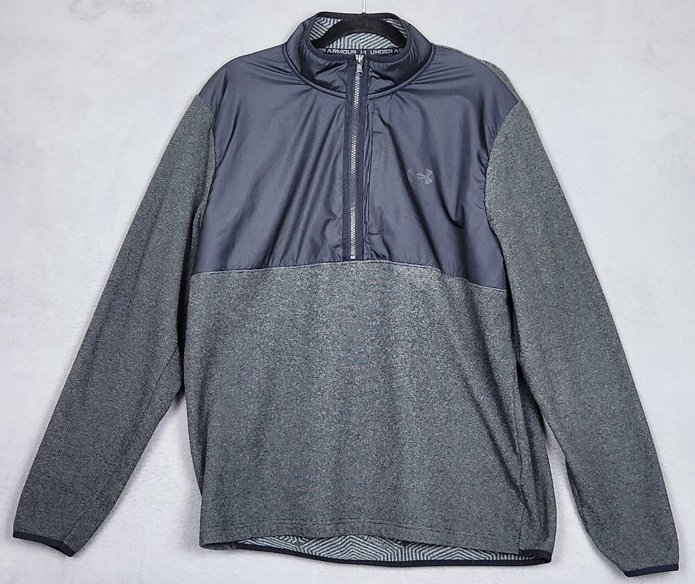 UNDER ARMOUR 1/2 Zip Jacket Mens XL Gray ColdGear Fleece Pullover 1357088